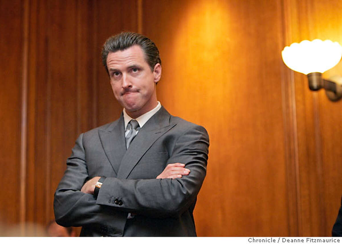Mayor Gavin Newsom participates in a press conference about solar power in San Francisco and is asked about Supervisor Chris Daly's suggestion that the mayor used cocaine. Photographed in San Francisco on 6/20/07. Deanne Fitzmaurice / The Chronicle