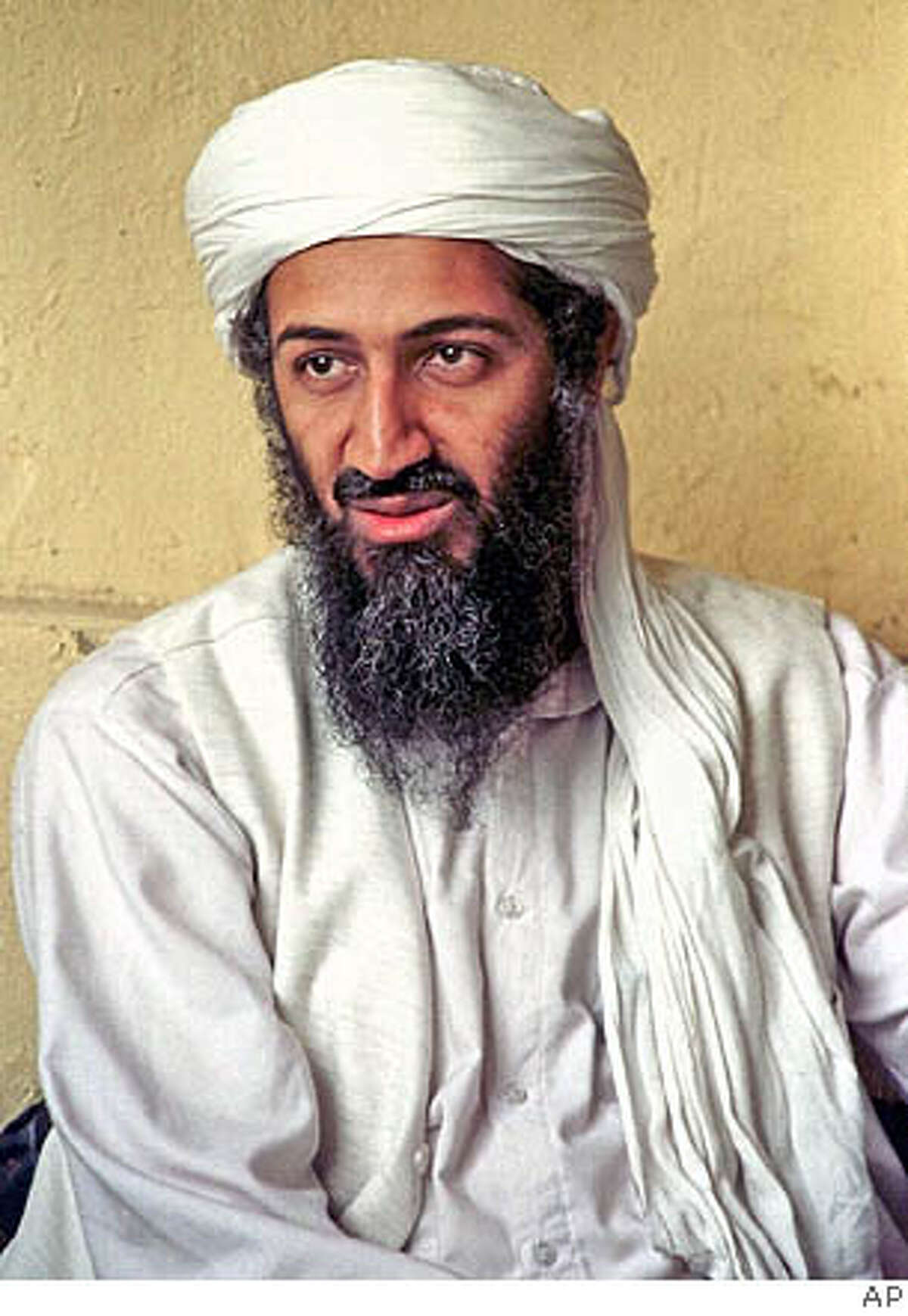 **FILE**Osama bin Laden appears in this April 1998 picture in Afghanistan. Bin Laden's writings and video taped statements have been compiled by Duke University professor Bruce Lawrence for the new book, "Messages to the World: The Statements of Osama Bin Laden." (AP Photo)