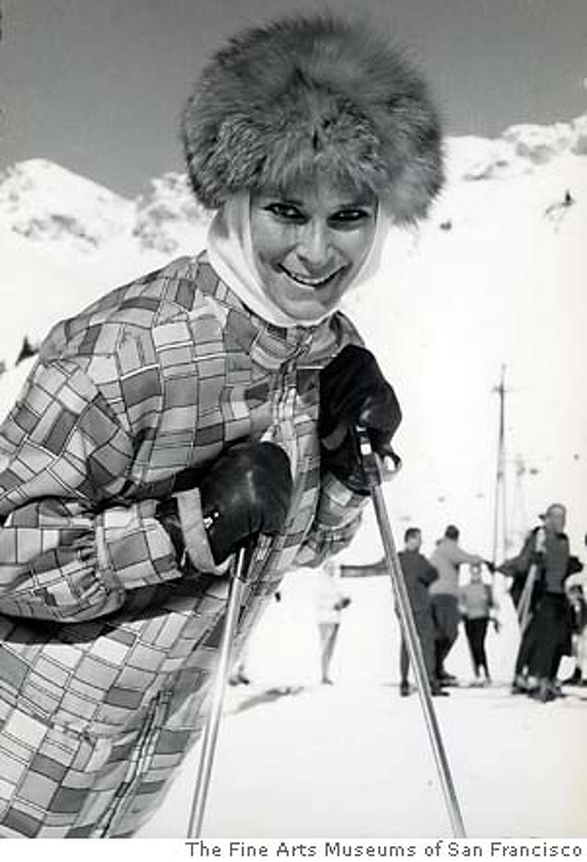 Nan Kempner skiing in Gstaad, Switzerland. Gstaad was a favorite retreat for the family, and Kempner was known for dressing stylishly on the slopes. courtesy of The Fine Arts Museums of San Francisco