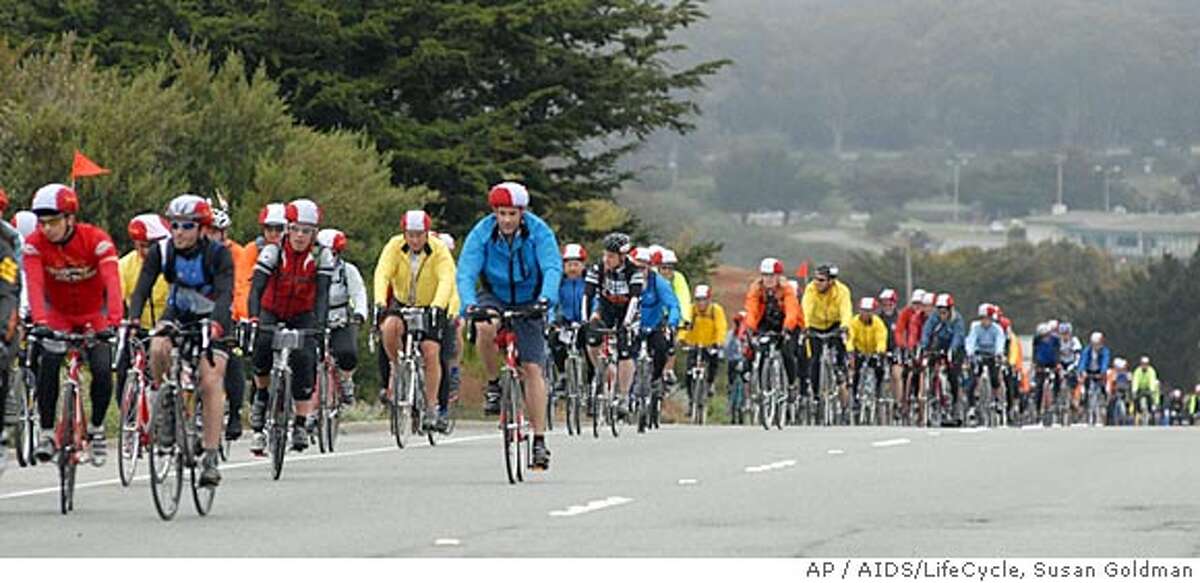 CALIFORNIA / Bicyclists begin ride against AIDS / Pedalers expect to ...