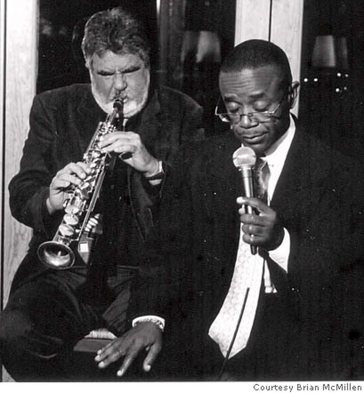 Michael O'Neill (left) accompanies Kenny Washington. O'Neill books jazz acts at Cetrella in Half Moon Bay. Credit: Courtesy Brian McMillen