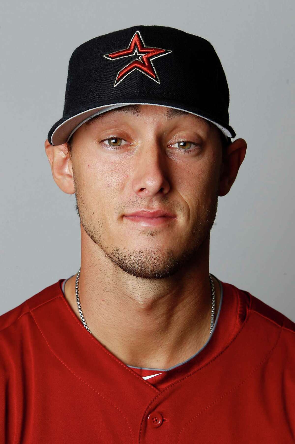 Houston Astros center fielder Jordan Schafer (1) photographed during photo day at the Astros spring training complex at Osceola County Stadium on Tuesday, Feb. 28, 2012, in Kissimmee. ( Karen Warren / Houston Chronicle )