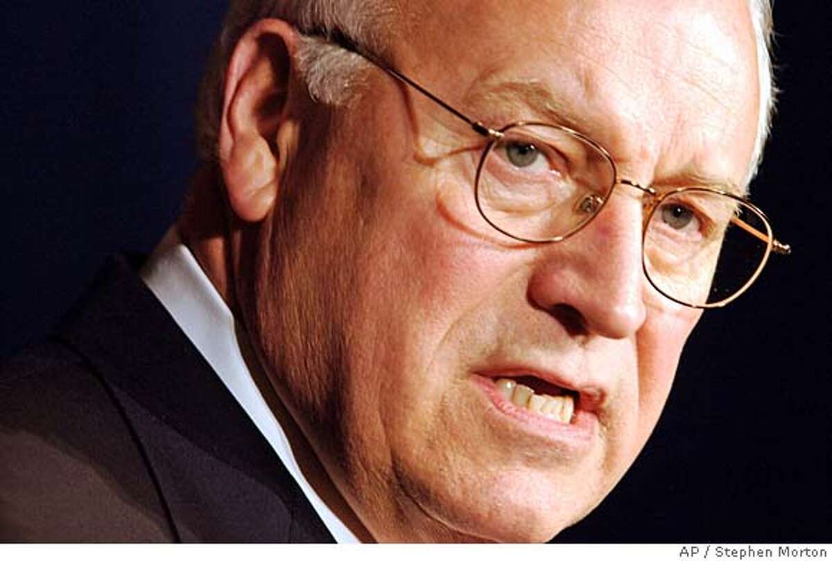 Vice President Dick Cheney delivers remarks Friday Oct. 28, 2005 at a luncheon for former Rep. Max Burns, R-Ga., in Savannah, Ga. Cheney's top aide I. Lewis "Scooter" Libby was charged Friday with perjury and other counts in the CIA leak investigation, a politically charged case that will throw a spotlight on President George W. Bush's push to war in Iraq. Libby resigned and left the White House. (AP Photo/Stephen Morton)
