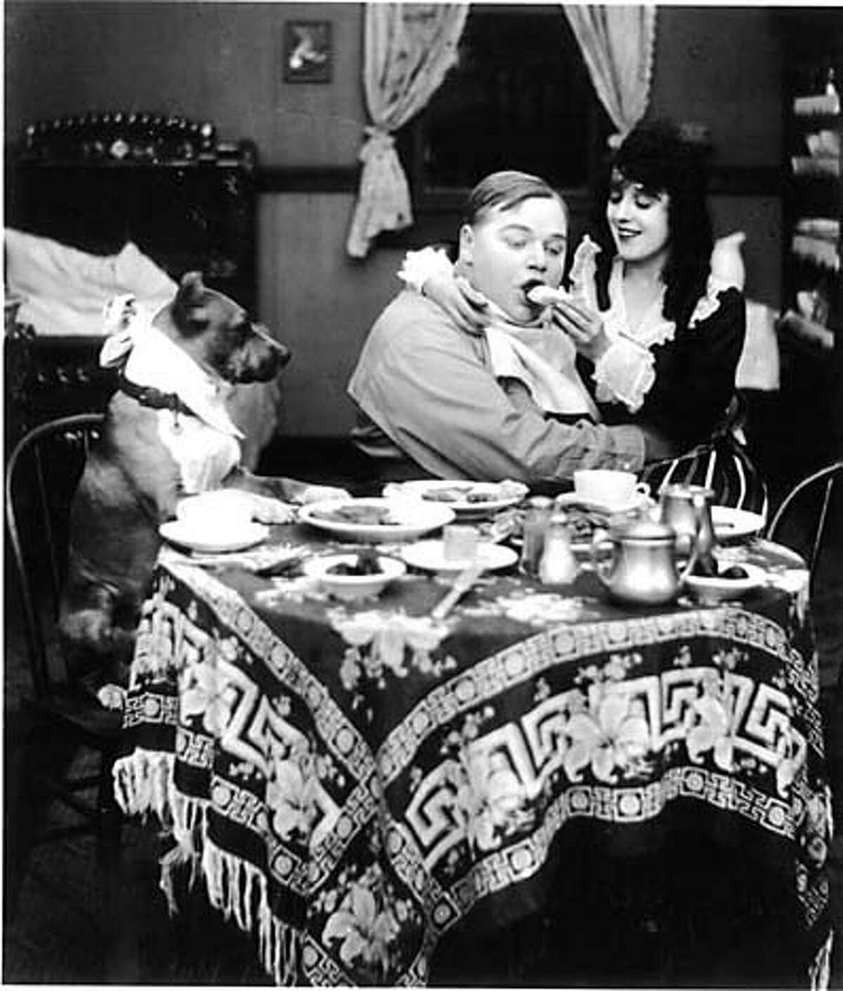Fatty Arbuckle and Mabel Normand in the 1916 comedy "Fatty and Mabel Adrift"