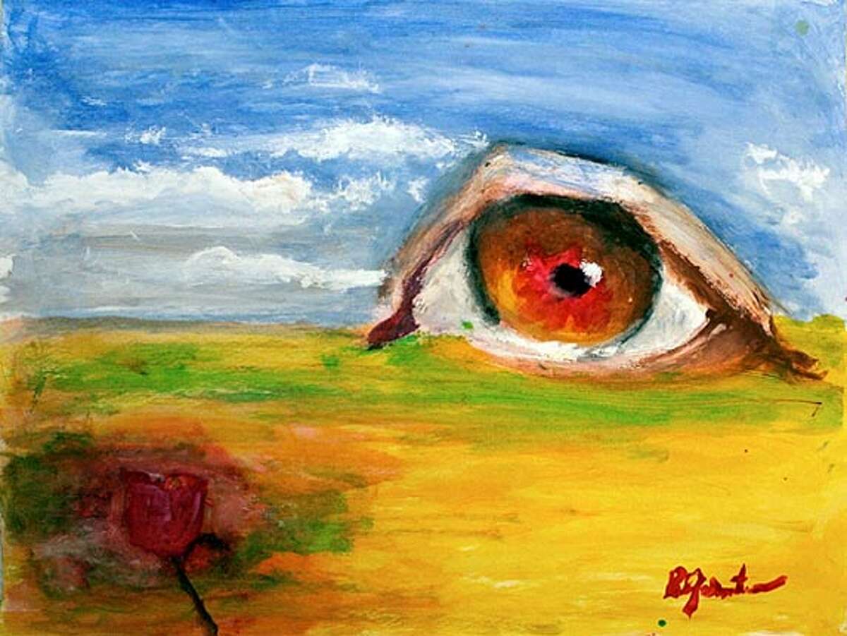 Richard Gelernter of Mill Valley painted a large eye as an image of pain.