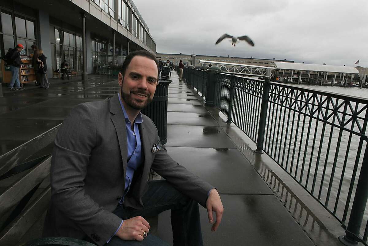 Matthew Del Carlo, GOP candidate for the Assembly district 19 seat, sitting next to the Ferry building in San Francisco, Calif., on Friday, March 16, 2012.