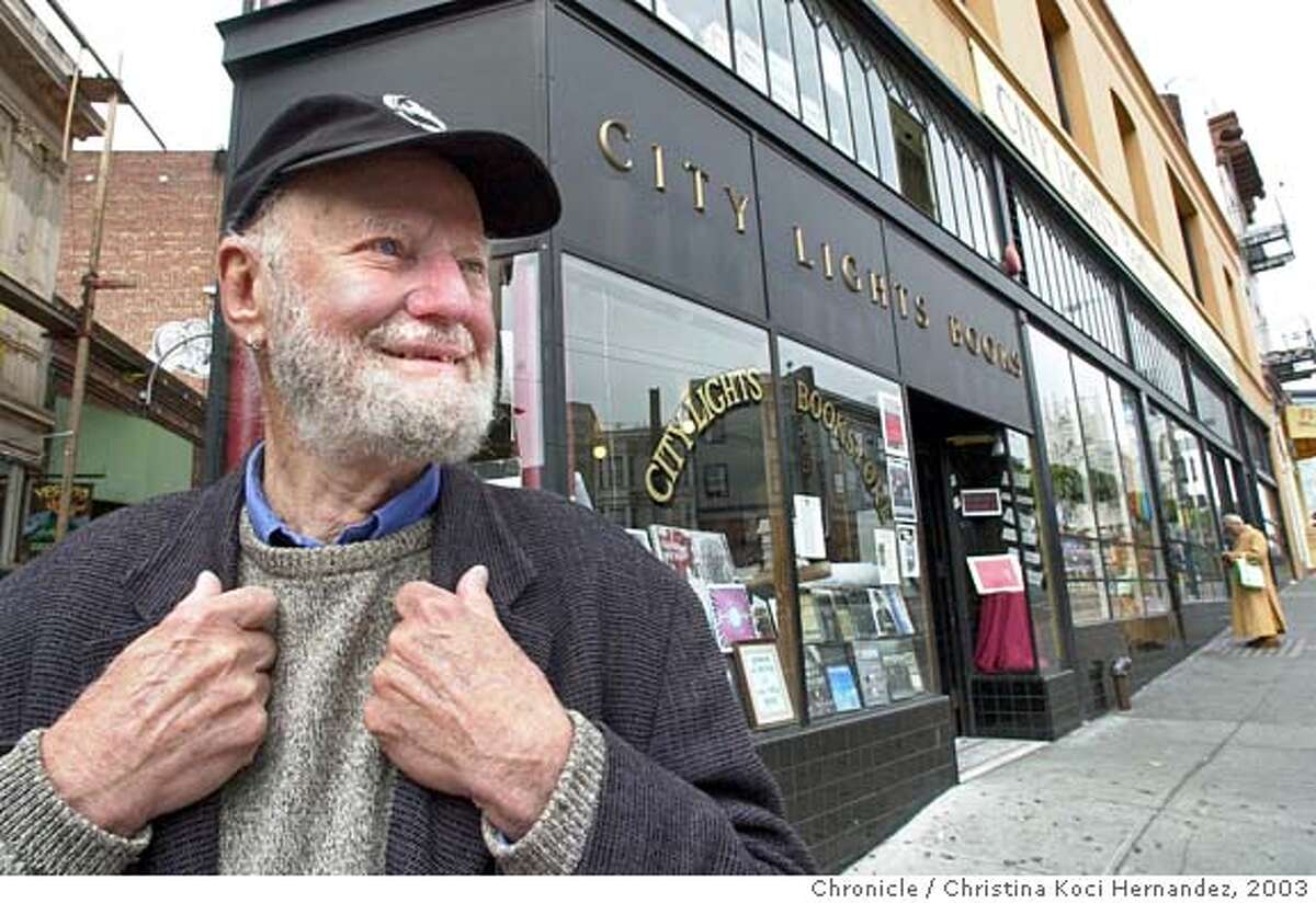 City Lights Bookstore celebrates its 50th anniversary and we document the store and shoot owner, Lawrence Ferlinghetti . Shot on 5/29/03 in San Francisco. CHRISTINA KOCI HERNANDEZ / The Chronicle