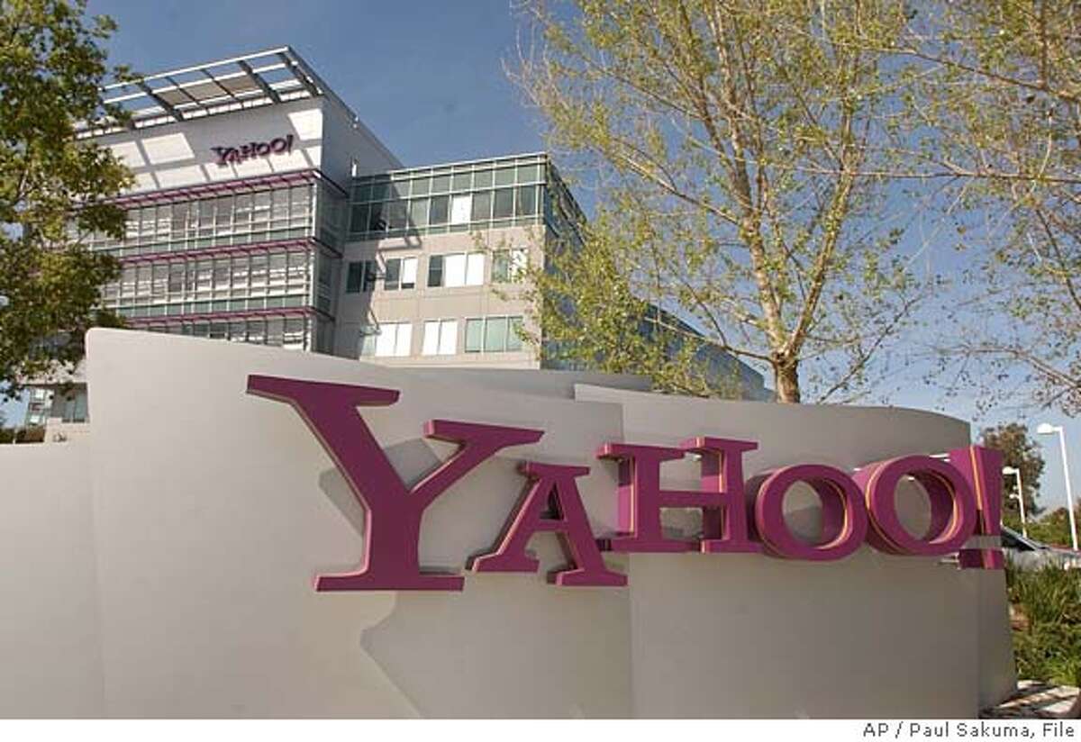 ** FILE ** Yahoo! Inc., headquarters in Sunnyvale, Calif., are shown Thursday, March 18, 2004.Yahoo Inc. reports first-quarter results after the market close. Analysts expect the Sunnyvale-based Internet portal to earn 11 cents per share on sales of $756.14 million. .(AP Photo/Paul Sakuma) Ran on: 01-19-2005 Yahoo, headquartered in Sunnyvale, beat analyst estimates by 14 cents per share in its fourth quarter. Ran on: 02-28-2005 Yahoo co-founders Jerry Yang (left) and David Filo. MARCH 18, 2004, FILE PHOTO