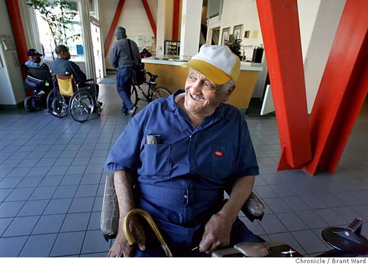 earthquake037_ward.jpg Mr. Hatch spends a good deal of time in the expansive lobby of the San Pablo, which features striking red steel columns, a reminder of seismic upgrading. Andrew F. Hatch will soon turn 107 years old. He has lived through two major earthquakes in the Bay Area and remembers them. After the 1989 quake, he moved to the San Pablo Hotel in Oakland. This is a remarkable, affordable senior-housing community that serves Oakland seniors well. Brant Ward 9/28/05
