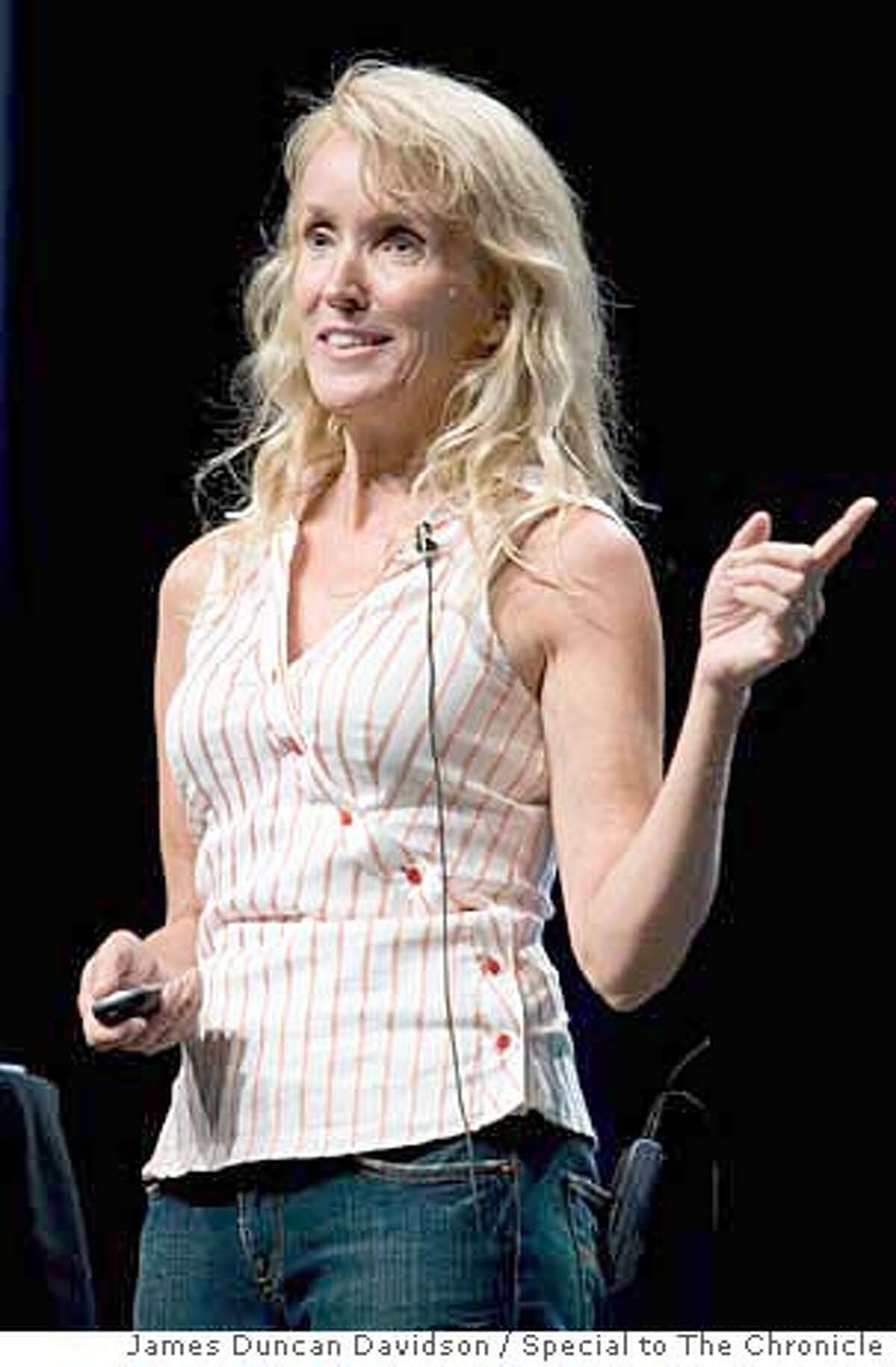 Kathy SIerra speaking at the 2006 O'Reilly Open Source Convention in Portland, Oregon. James Duncan Davidson/Special to The Chronicle