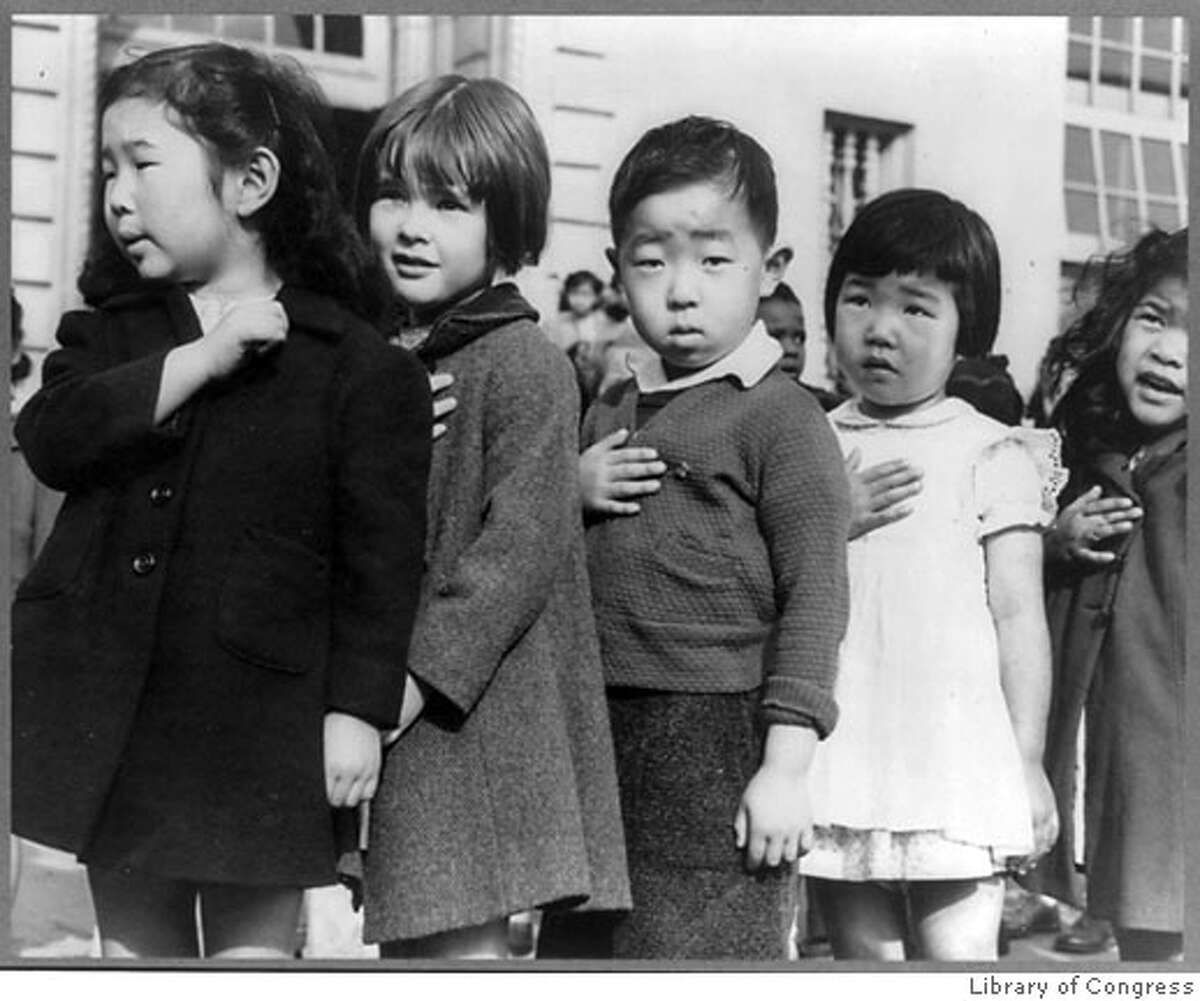 Children pledging Library of Congress photos of the Japanese Internment in the US