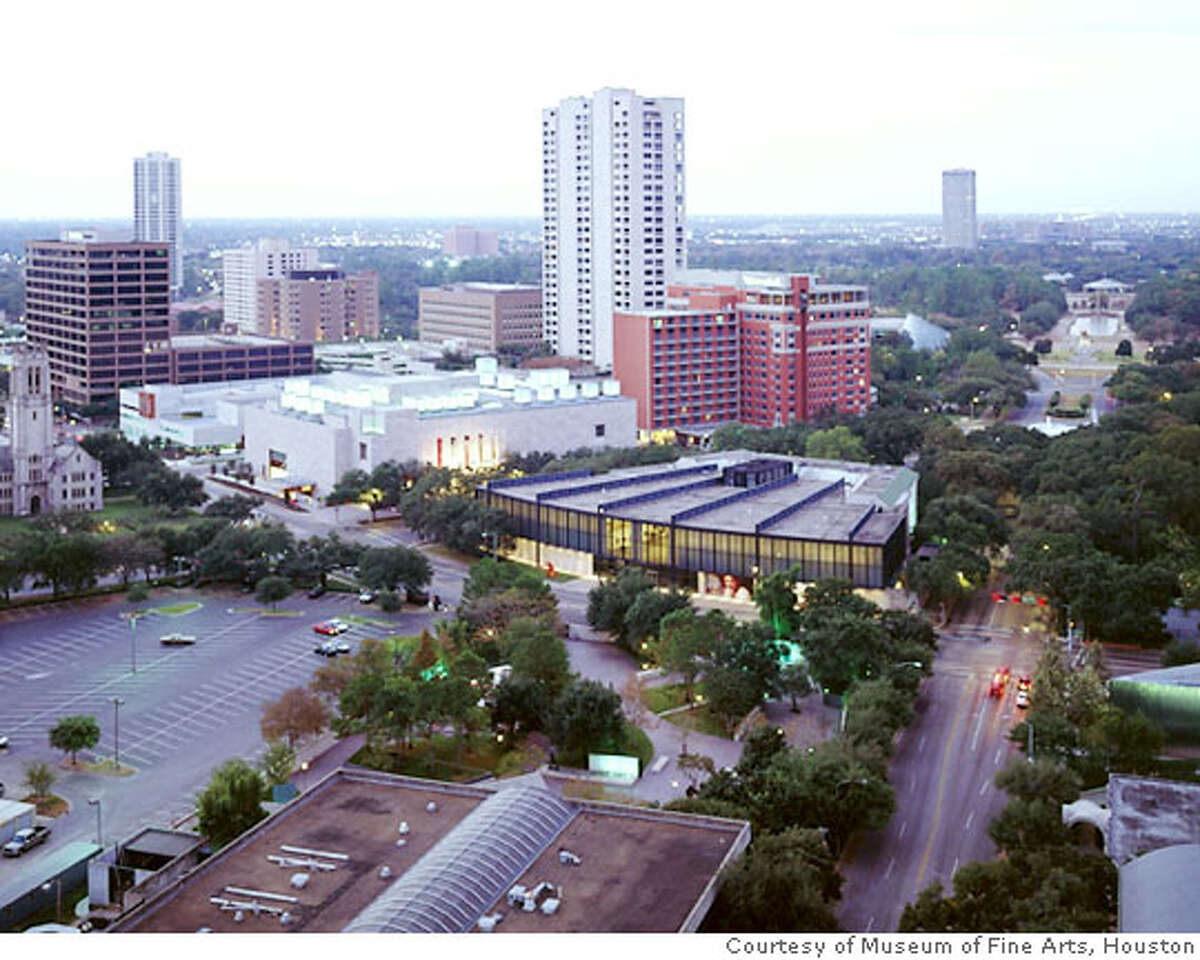 The downtown campus of the Museum of Fine Arts, Houston, includes the Beck and Law buildings (foreground). Credit: Courtesy the Museum of Fine Arts, Houston
