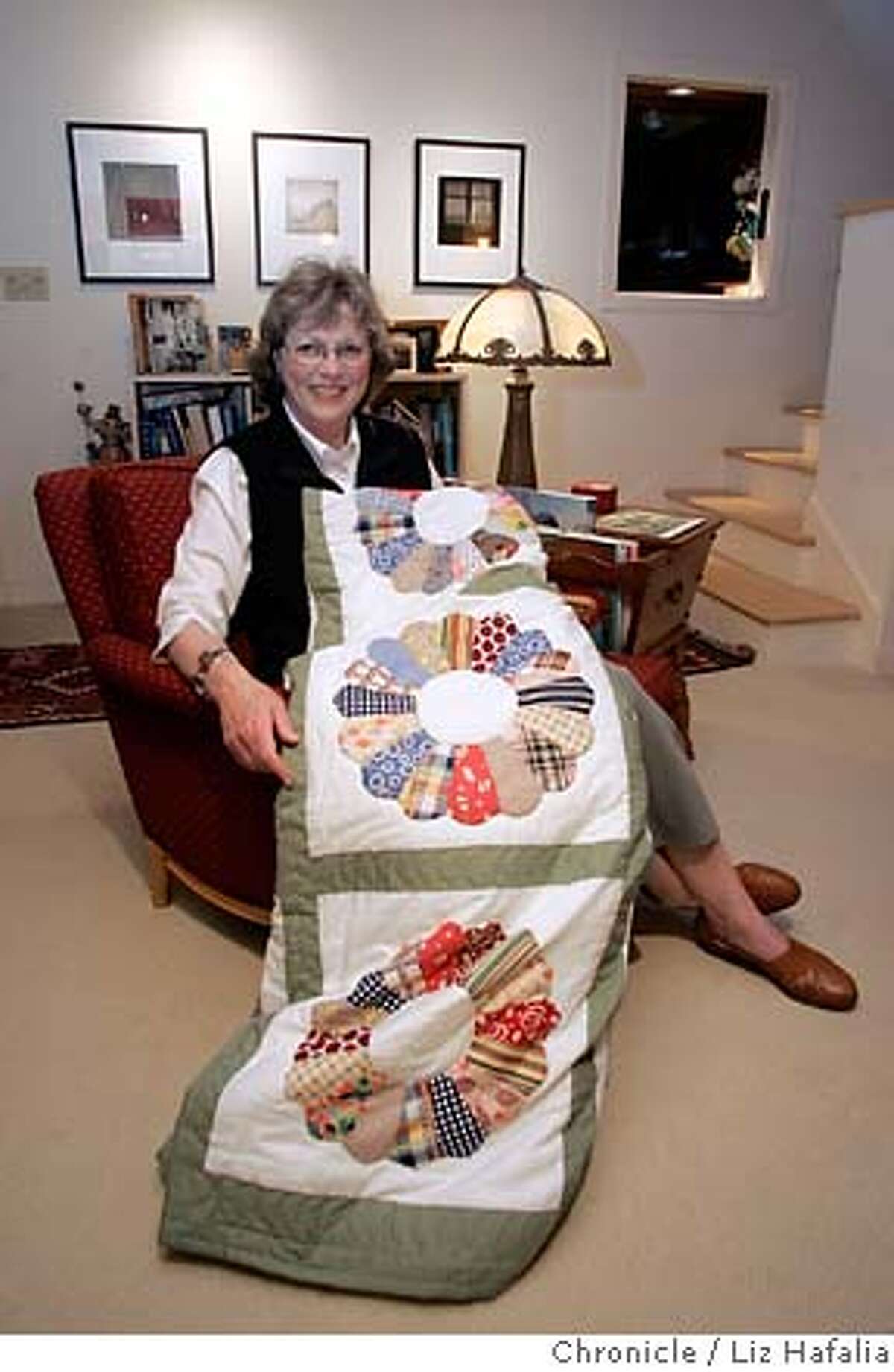 LESSONS_QUILTS14_047_LH_.JPG Writer Cynthia Overbeck Bix has written an essay about a quilt that her grandmother began which she finally finished 60 years later. Photographed by Liz Hafalia/BERKELEY/3/6/07 **Cynthia Overbeck Bix cq �2007, San Francisco Chronicle/ Liz Hafalia MANDATORY CREDIT FOR PHOTOG AND SAN FRANCISCO CHRONICLE. NO SALES- MAGS OUT.