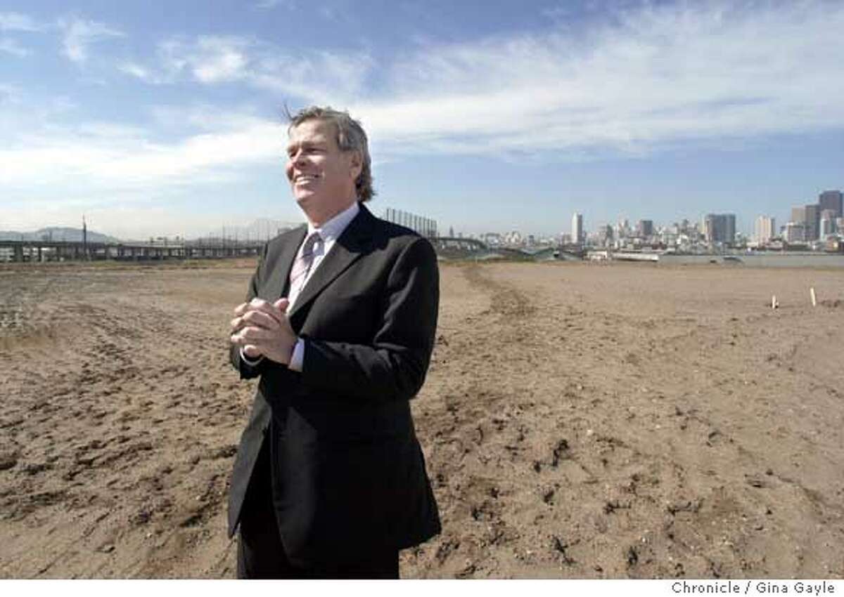 Nelson Rising, executive in charge of making Mission Bay work standing in front on part of the 43 acre site for UCSF, University of California San Francisco. Photo by Gina Gayle/The SF Chronicle.