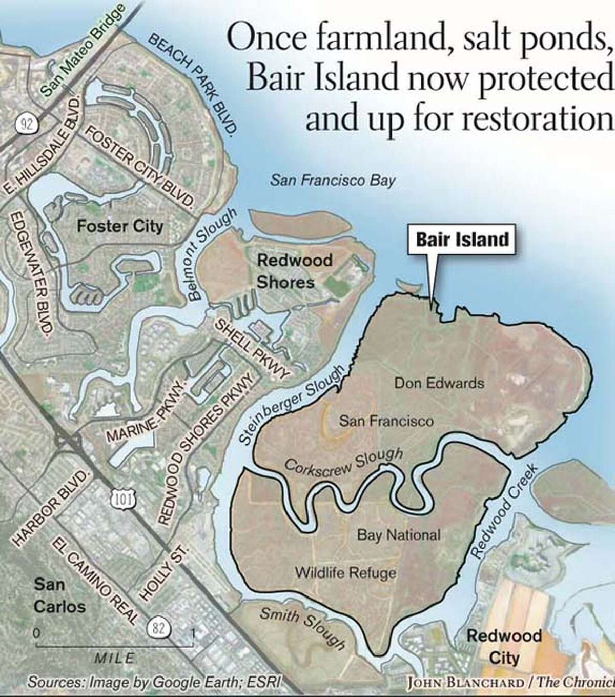 Bair Island. Chronicle graphic by John Blanchard