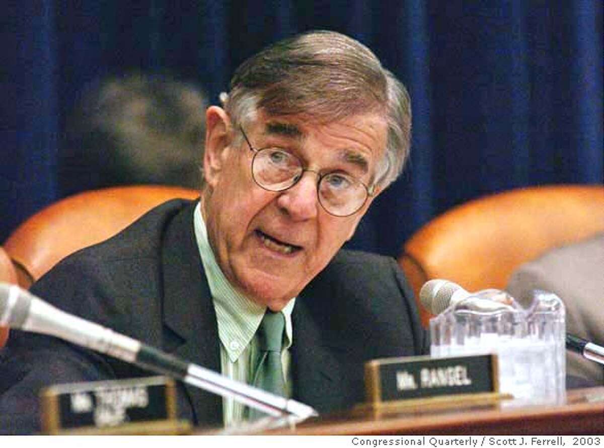 5/6/03 WAYS AND MEANS MARKUP--Rep. Pete Stark, D-Calif., defends his amendment during the House Ways and Means markup of the Jobs and Growth Tax Act of 2003. CONGRESSIONAL QUARTERLY PHOTO BY SCOTT J. FERRELL [Photo via Newscom]