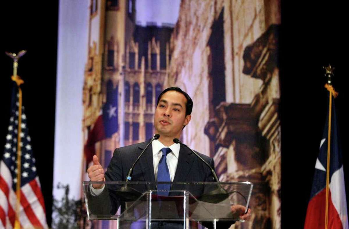 Mayor Julian Castro presents his annual State of the City address to San Antonio's chambers of commerce on Friday March 23, 2012.