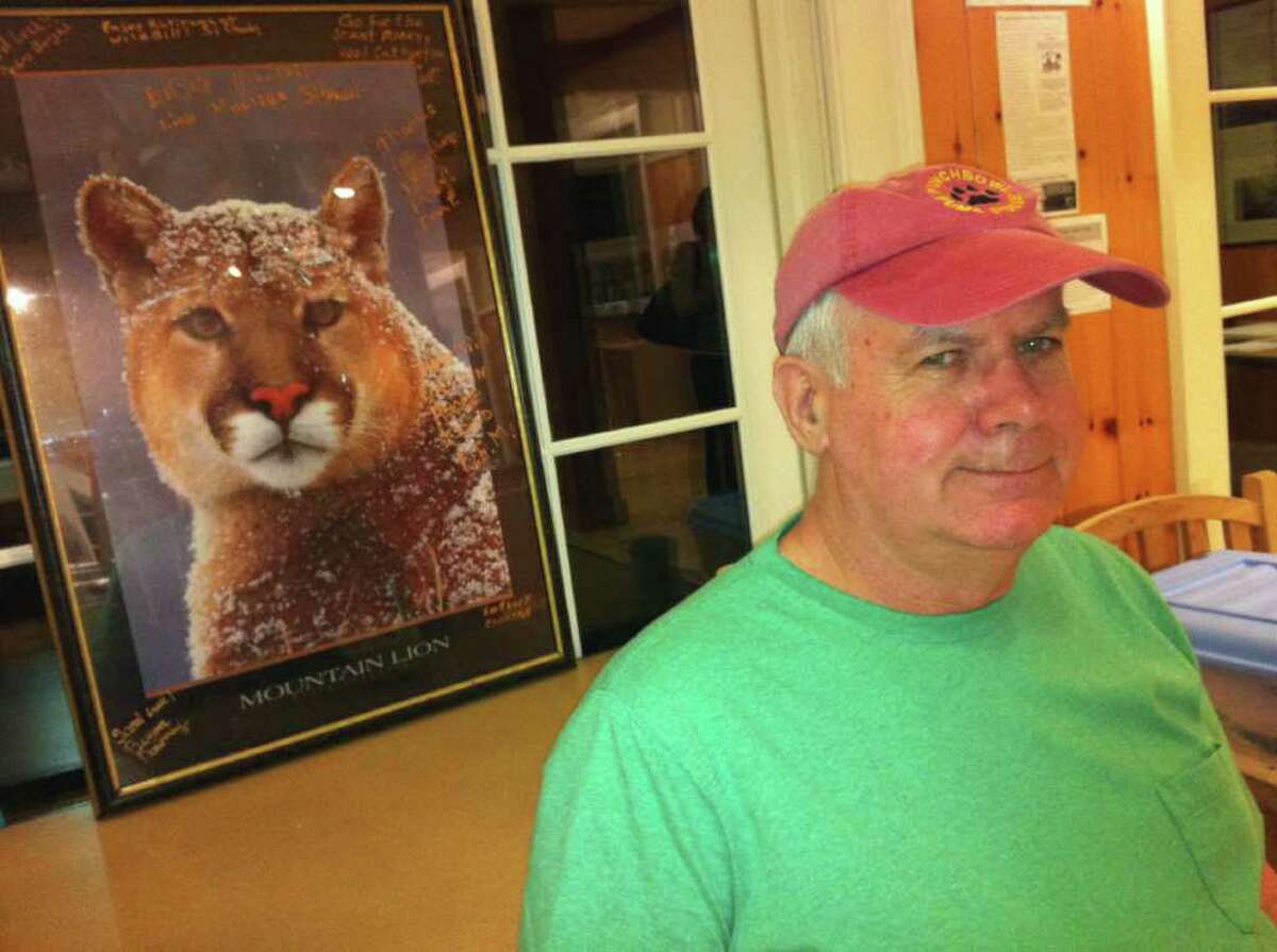 Bill Betty, a Rhode Island resident who researches and records mountain lion sightings, spoke at Greenwich Audubon Friday, March 23, 2012. He believes mountain lions are present in New England. A mountain lion was sighted in Greenwich last June. It is believed to be the same one struck and killed by a driver in Milford six days after being spotted in Greenwich.