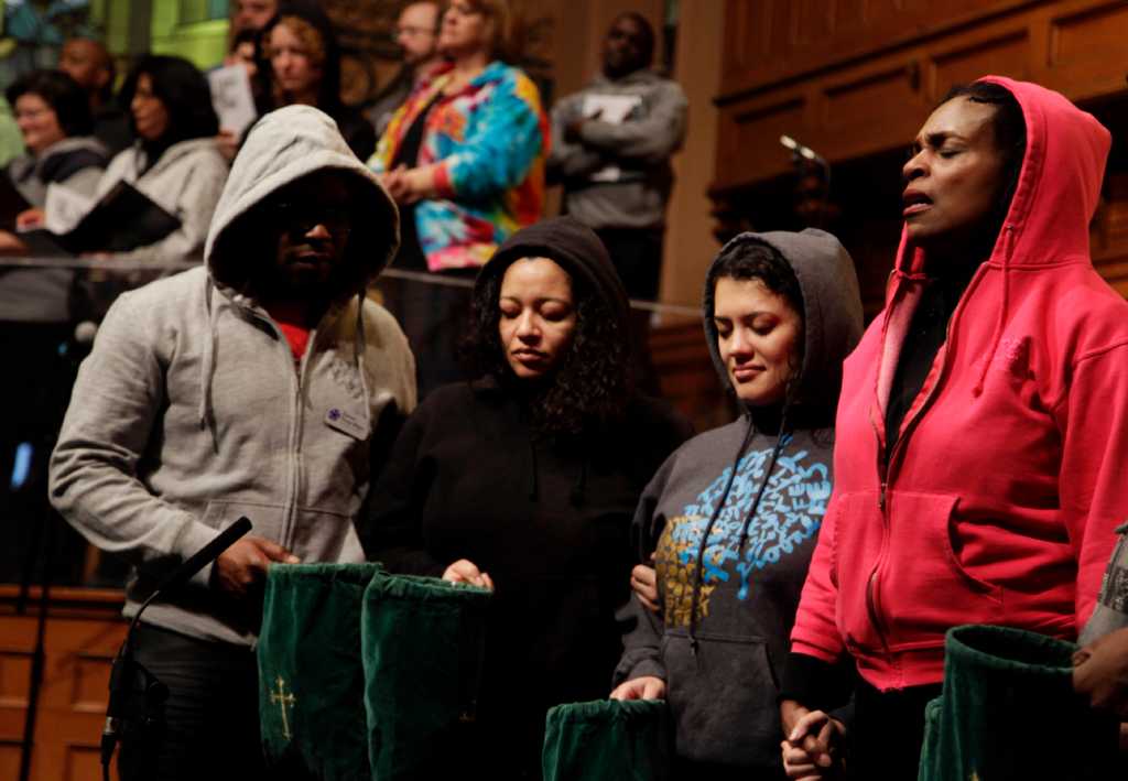 Hoodies worn at NYC church service