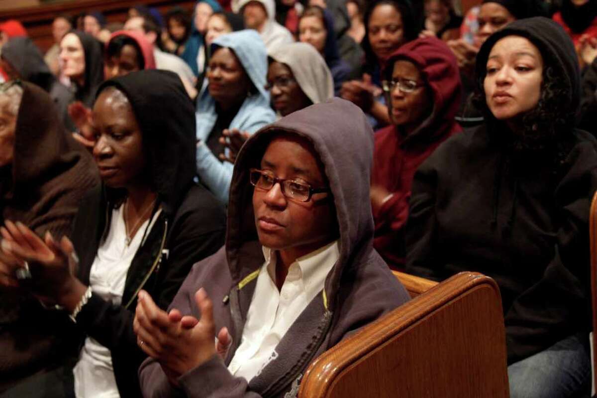 Hoodies worn at NYC church service
