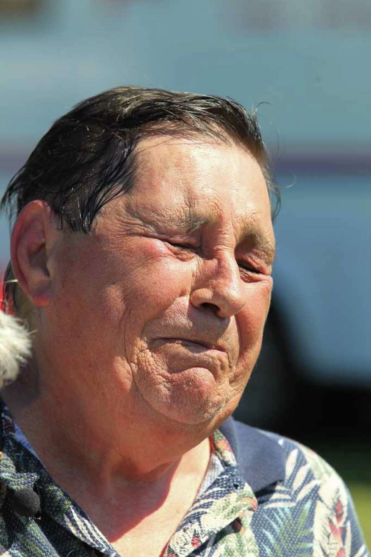 Ken Hutchins cries as he talks about the death of 4-year-old Kylar Johnson, who was found dead near his home Monday morning, March 26, 2012, apparently mauled to death, near Victoria, Texas. Over 100 volunteers converged on the rural area searching for the boy who went missing about 8 p.m. Sunday. A neighbor found the boy about 10:30 a.m.