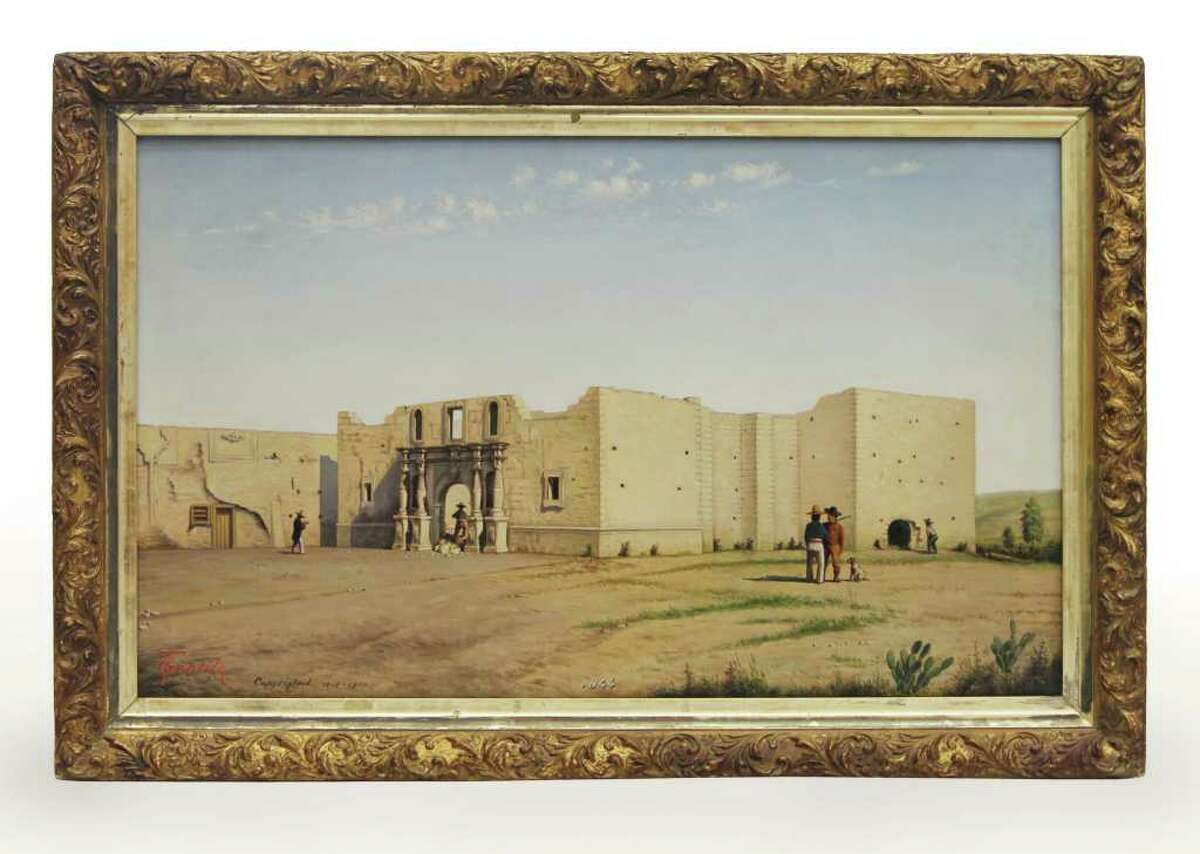 A painting of the Alamo by Theodore Gentilz is on exhibit at the San Antono Museum of Art.