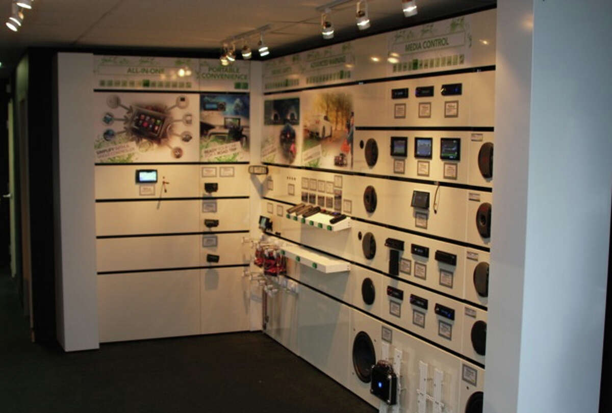 The showroom at Sounds Incredible Mobile, a Danbury-based car audio and video installation company.