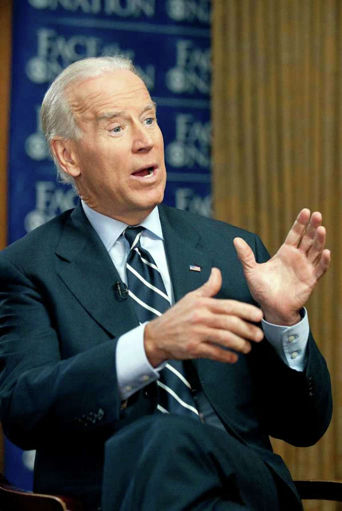In this March 29, 2012 photo provided by CBS News, Vice President Joseph Biden answers a question during a pre-taped interview for the CBS show "Face the Nation" in Milwaukee. (AP Photo/CBS News, Chris Usher)