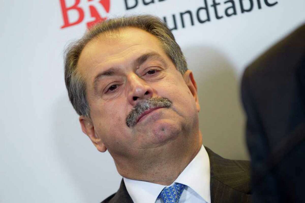 Andrew Liveris, president and chief executive officer of The Dow Chemical Co., attends a Business Roundtable news conference in Washington, D.C., U.S., on Wednesday, March 7, 2012. President Barack Obama told a group of business executives that the U.S. can avoid extreme measures to trim the deficit while still meeting the nation's need to bolster education and rebuild infrastructure. Photographer: Andrew Harrer/Bloomberg *** Local Caption *** Andrew Liveris