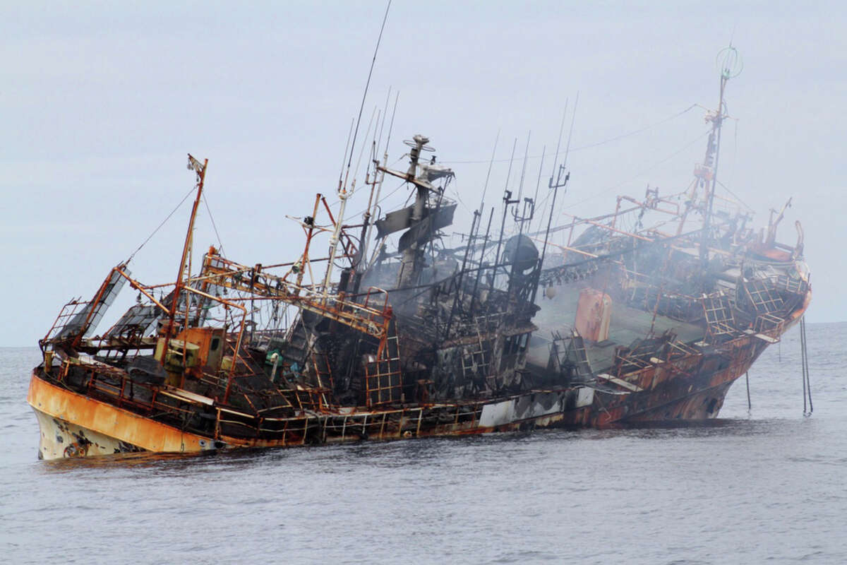 Photos show Japanese 'ghost ship' sinking in Gulf of Alaska