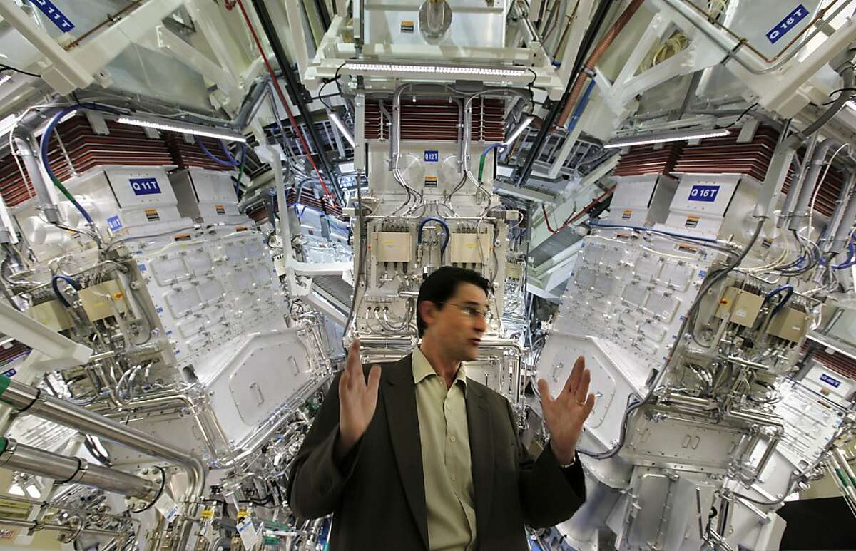 Bruno Van Wonterghem, operations manager, for the National Ignition Facility in front of the target chamber, where 192 laser beams are focused on a small target. Lawrence Livermore National Laboratory dedicates the National ignition Facility today in Livermore, Calif. on Friday May 29, 2009.
