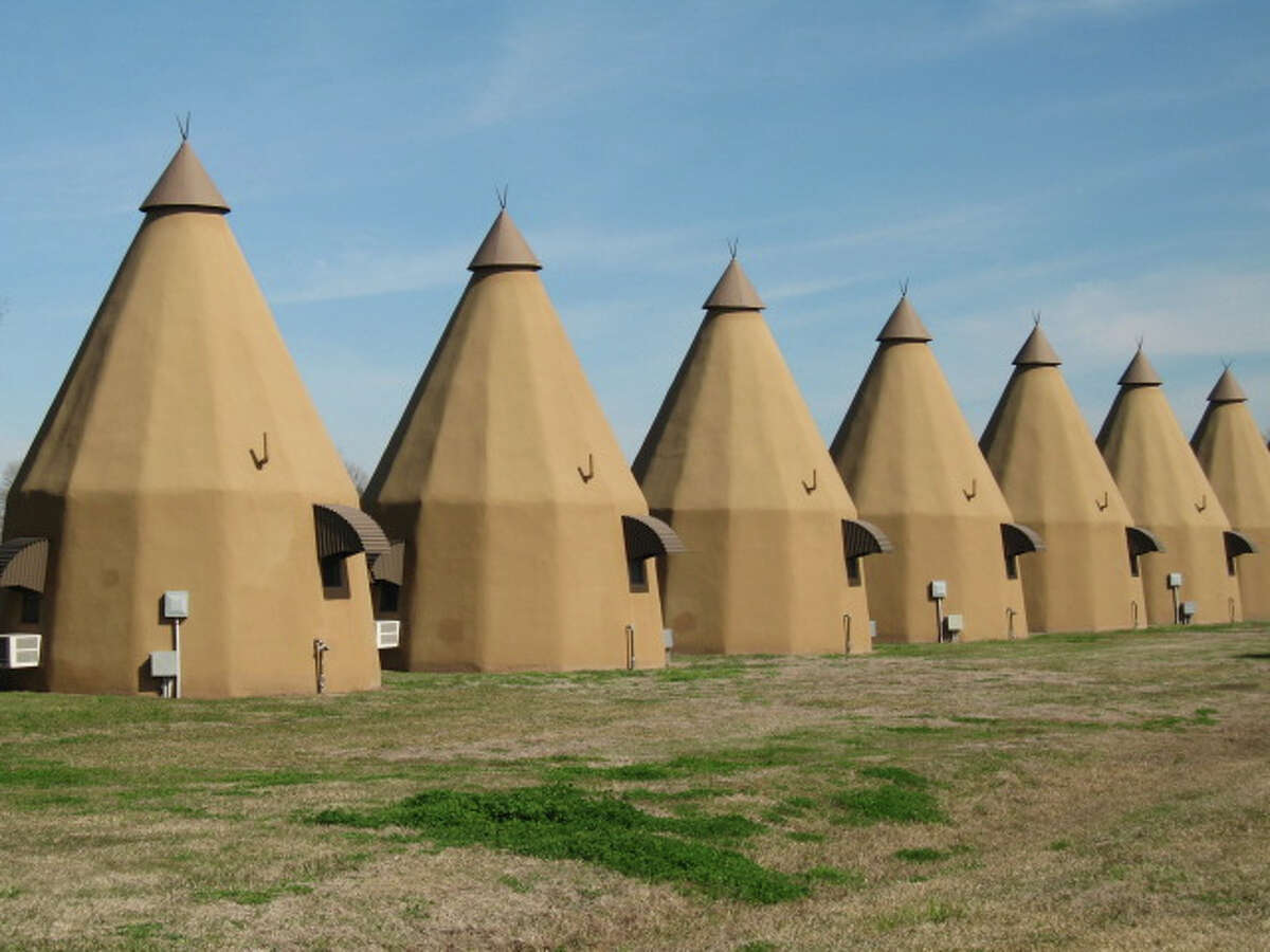 The Tee Pee Motel in Wharton was first built in 1942 and features 10 teepee-shaped rooms. >>Click to see Texas' unique vacation destinations.