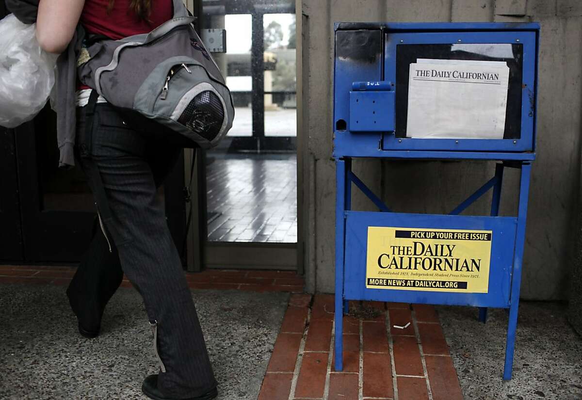 The Daily Californian's editorial utilized a partially empty front page in hopes to increase support for the V.O.I.C.E initiative on Tuesday, April 10, 2012 in Berkeley, Calif.