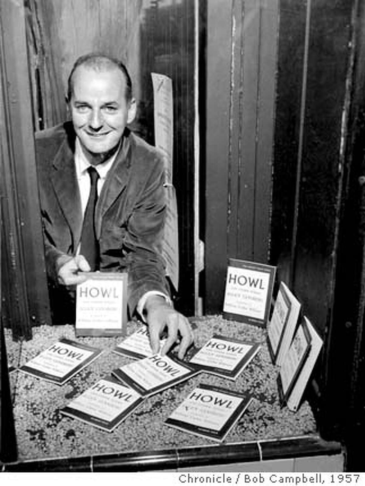 Lawrence Ferlinghetti first published "Howl." He sees FCC pressure on broadcasters as "a repeat in spades of what happened in the 1950s." Chronicle photo, 1957, by Bob Campbell