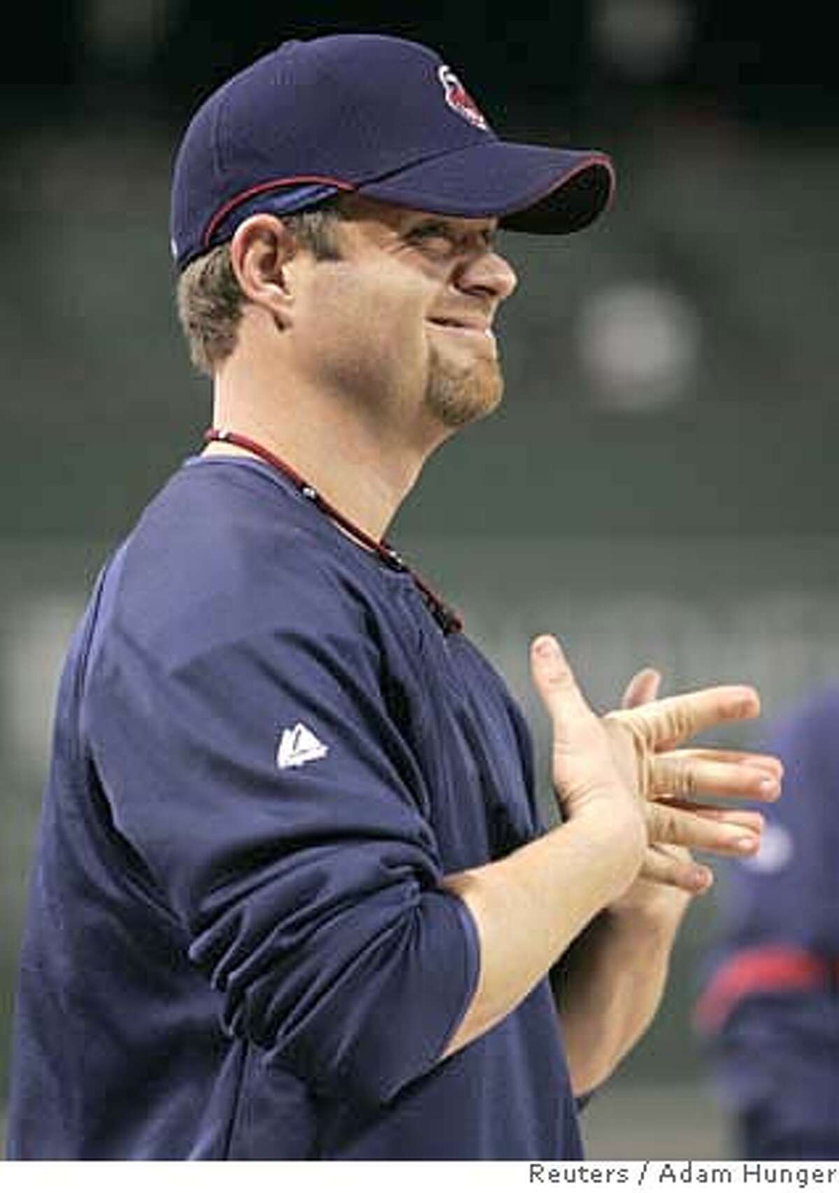 Cleveland Indians pitcher Paul Byrd stands during pre-game warmups before his team plays the Boston Red Sox in Game 7 of Major League Baseball's ALCS playoff series in Boston, Massachusetts October 21 2007. Byrd admitted to using human growth hormone prescribed by his doctors. REUTERS/Adam Hunger (UNITED STATES) 0