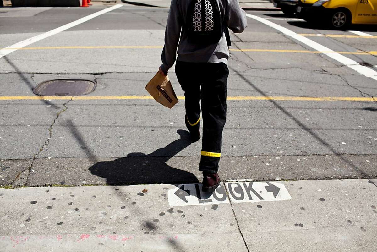 The crosswalk at the intersection of Castro and Market Streets where an elderly man was stuck and killed by a bicyclist on March 29 in San Francisco, Calif., Friday, April 13, 2012.