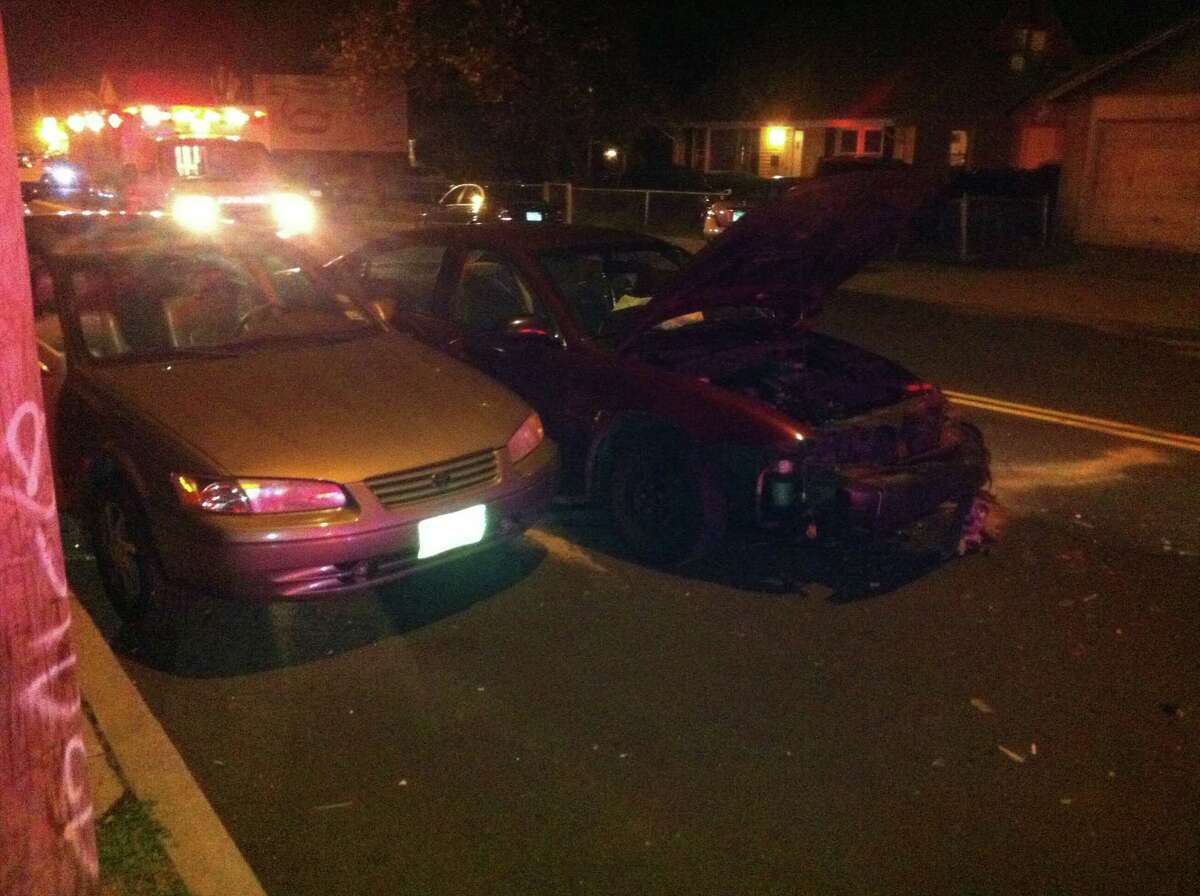 Three cars were involved in an accident on Madison Avenue in Bridgeport on Friday, April 13, 2012.