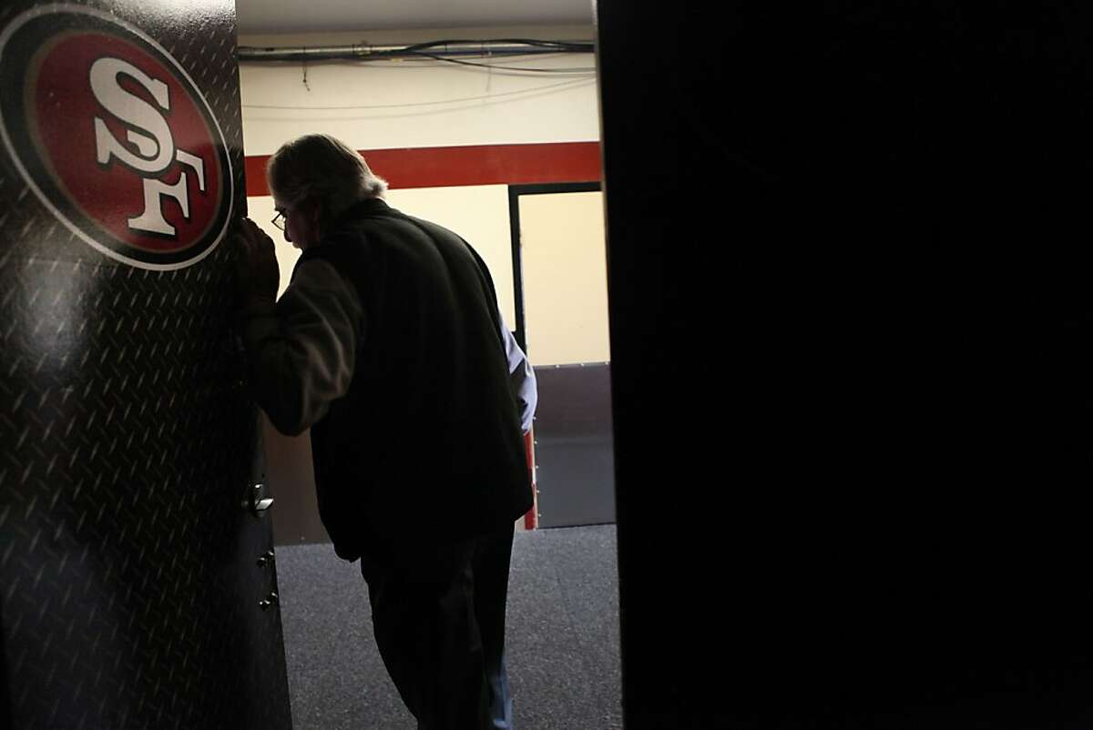 Stadium manager Michael G. Gay leaving the 49er locker room at Candlestick Park stadium in San Francisco, Calif., on Friday, April 13, 2012. Gay has been the stadium manager for over 30 years.