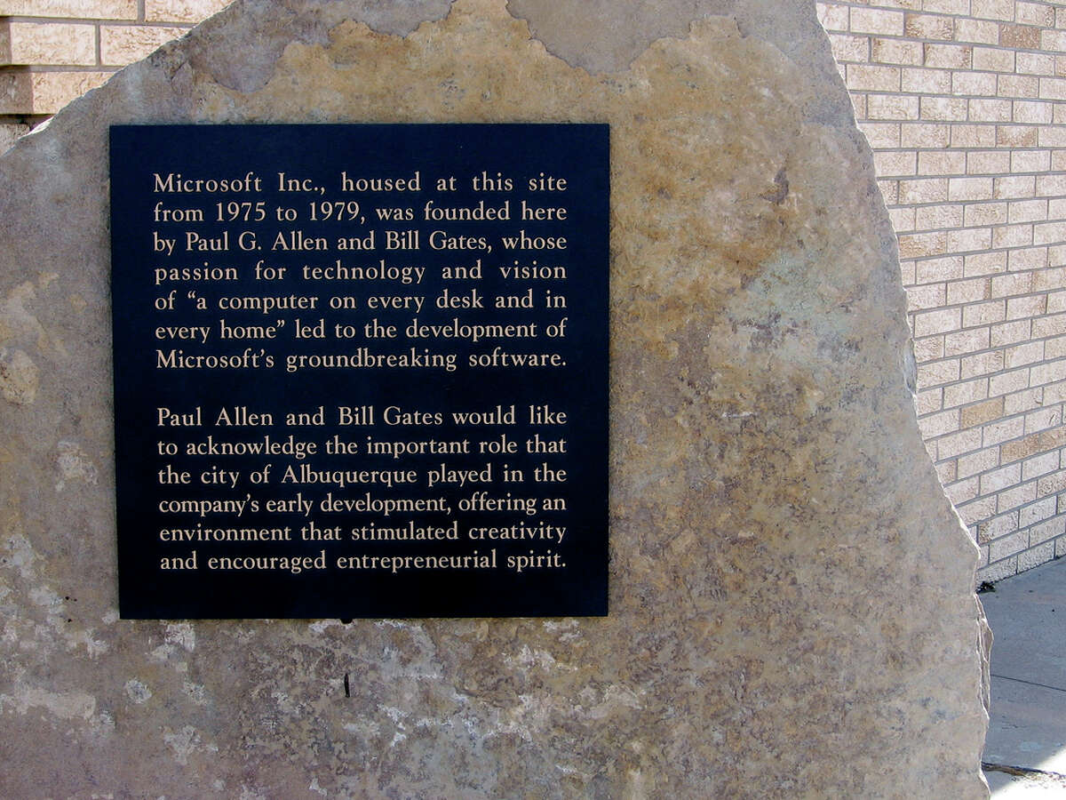 The plaque commemorating Microsoft's founding in Albuquerque, N.M., is shown on May 13, 2007, before it was stolen. Photo source