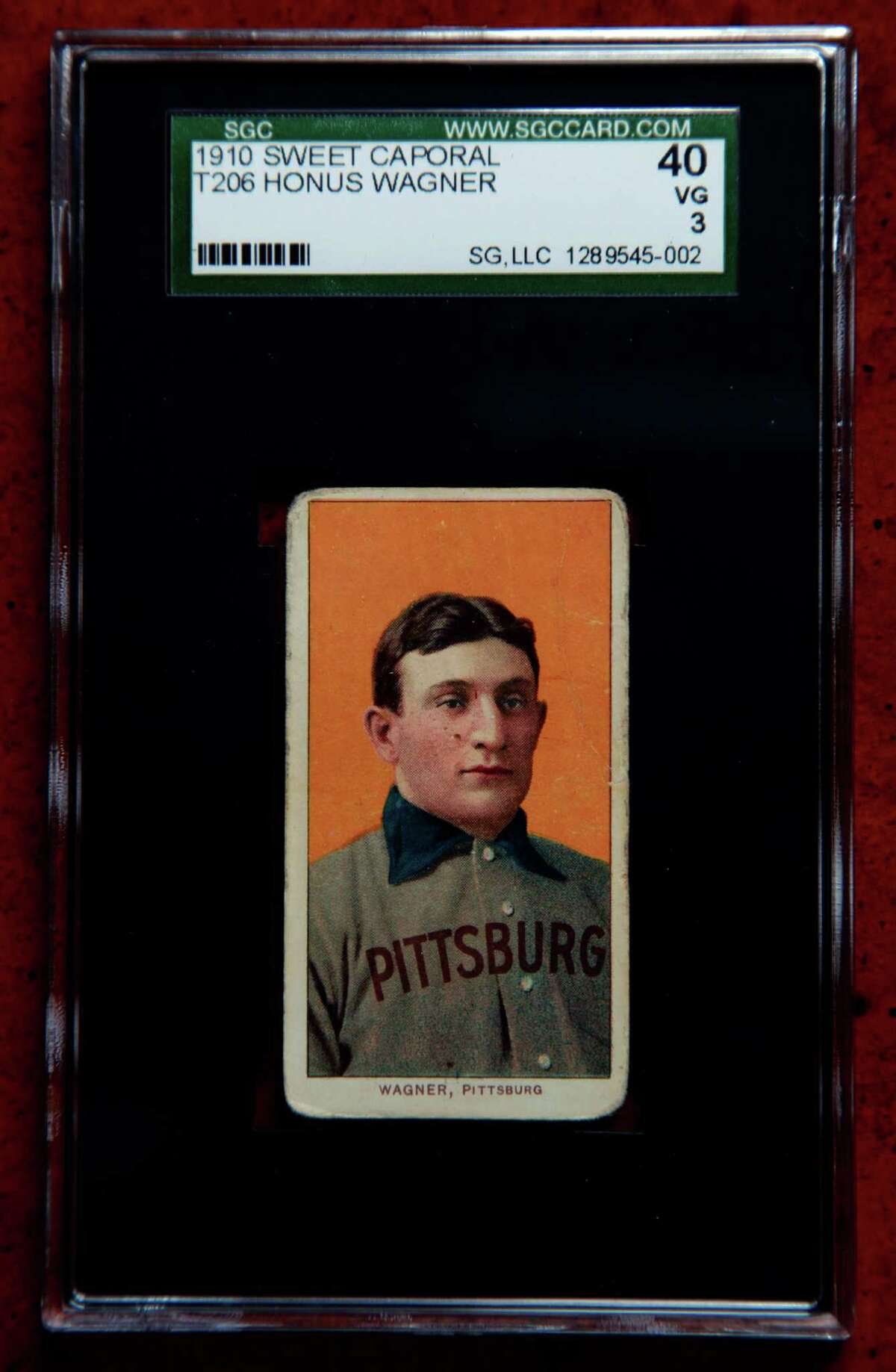 An up-close look at the Honus Wagner baseball card that sold for $1.2 million at auction.