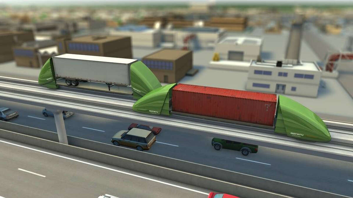 Freight Shuttle International proposes conveyors designed to move containers and trailers on elevated lanes. It's looking at a Dallas-Monterrey route.