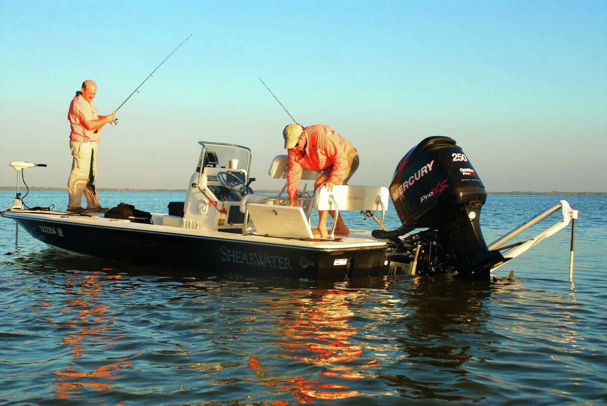 Bottom-grabbing devices like the Power Pole, visible behind the motor, enable boaters to push a button to allow them to employ shallow-water anchoring.