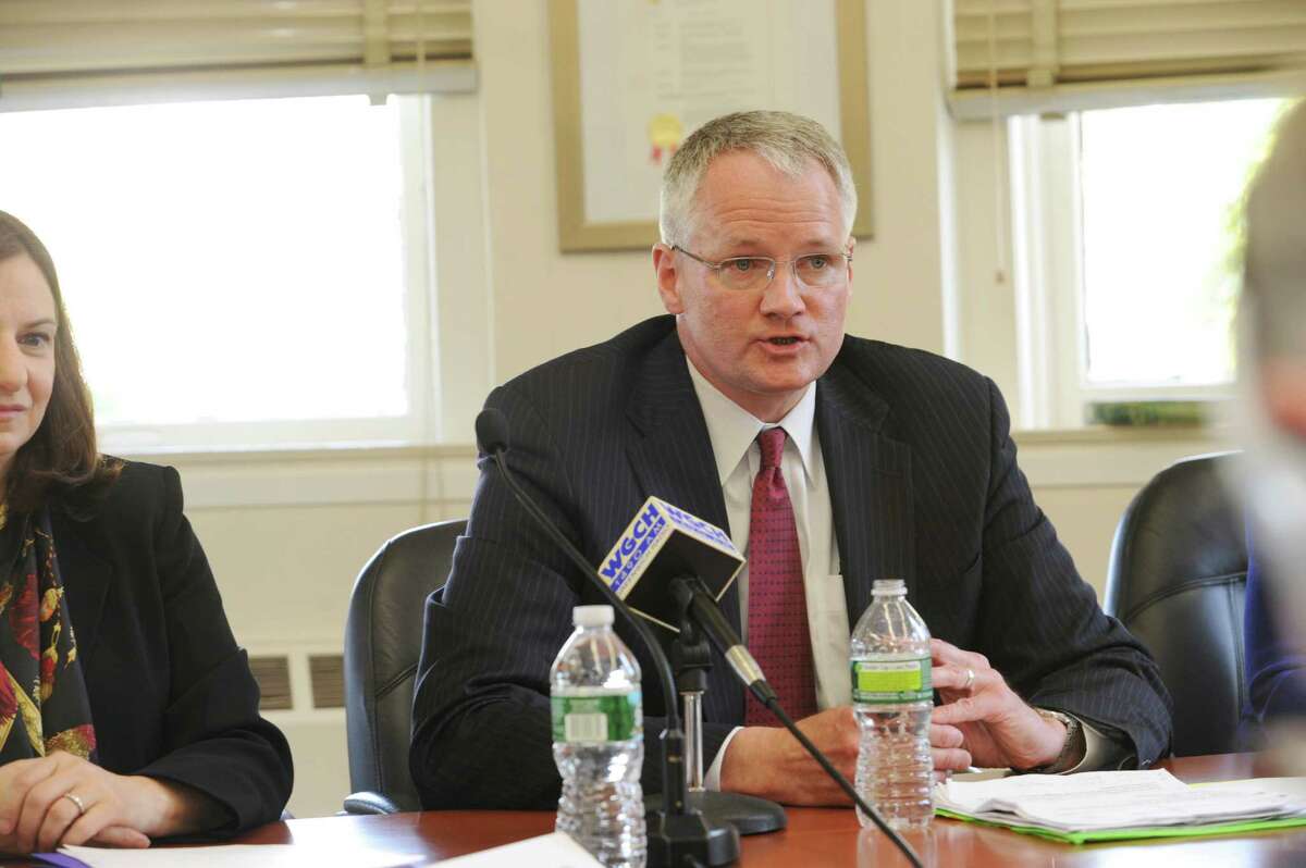 William McKersie was voted by the Greenwich Board of Education to be the new Greenwich Public Schools' superintendent at the Havemeyer Building in Greenwich, Conn., Wednesday, April 25, 2012.