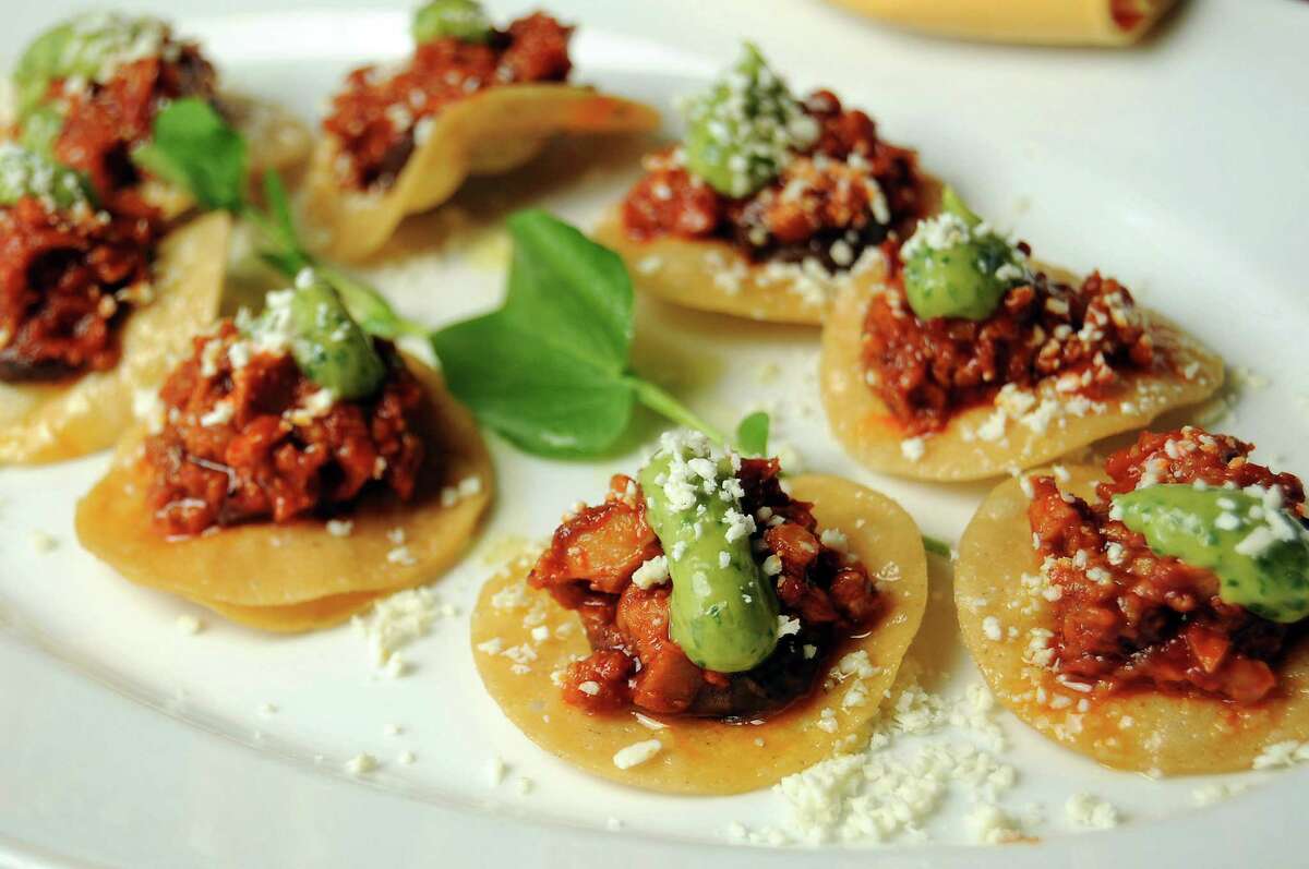 Amazing appetizers such as these rabbit tostaditas were served at the 29th anniversary party at RDG Sunday Aug. 29,2010.(Dave Rossman/For the Chronicle)