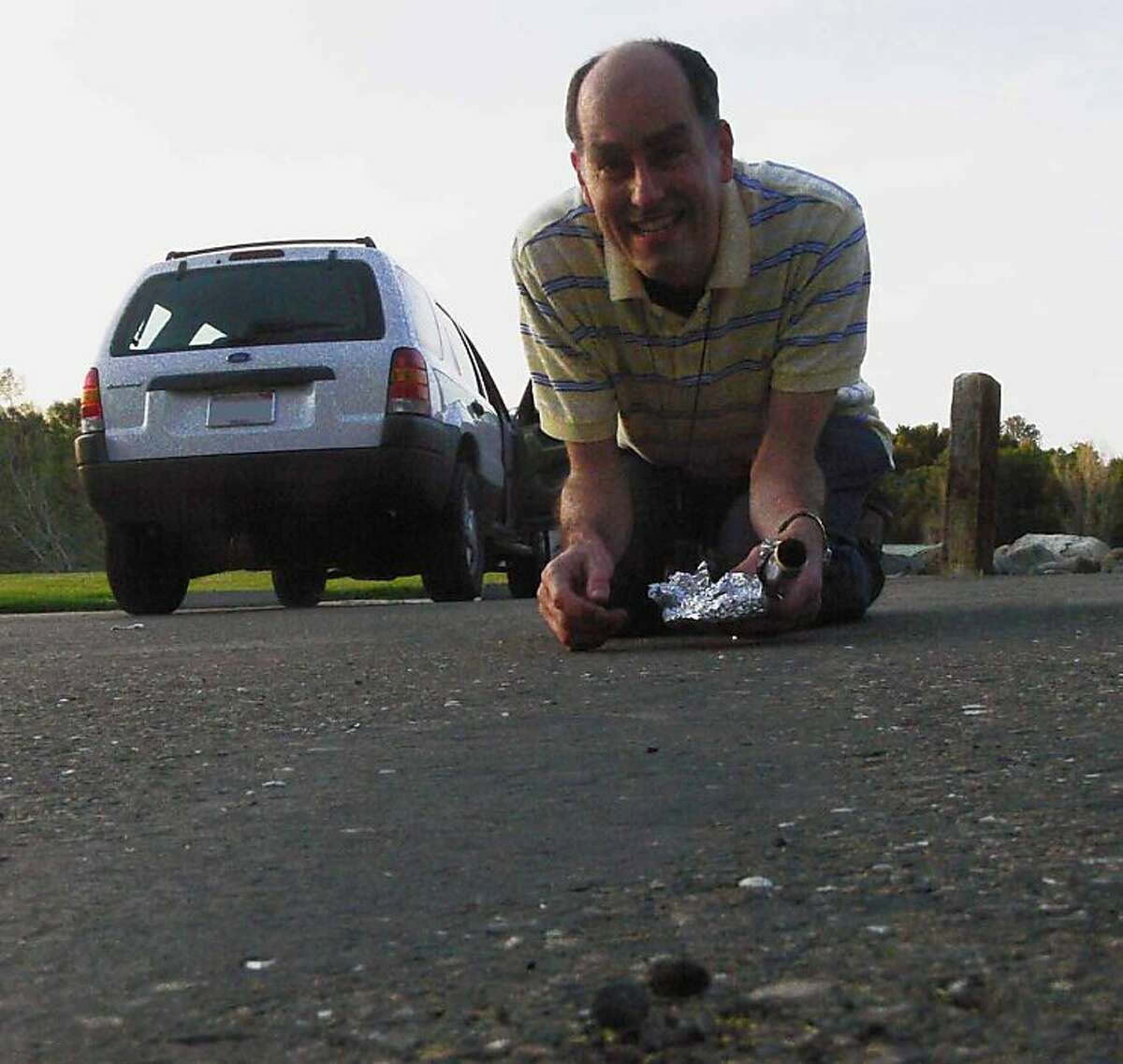 Petrus Jenniskens, the same NASA astronomer who trekked across the Nubian desert four years ago to recover fragments of a small asteroid and bring them home, said Wednesday he had found fragments of the space object on the asphalt parking lot of Henningsen? Lotus Park, located in the small town of Lotus in El Dorado County.