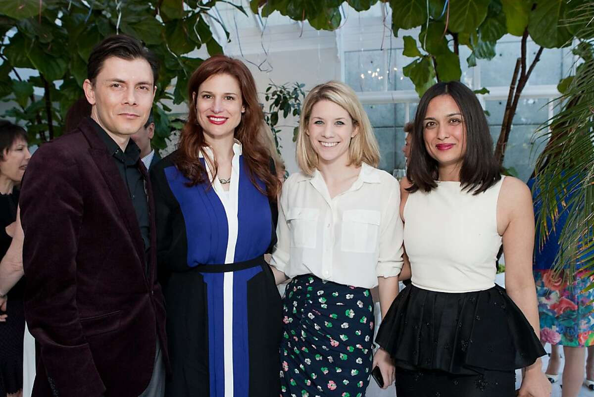 Claiborne Swanson Frank celebrated the publication of her portrait book, "American Beauty" (Assouline, 2012), with a party at the home of her sister, Alexis Traina, in April, 2012. From left to right:Damion Matthews of SFLuxe.com, with Moda Operandi's Ashley Bryan, Elizabeth Cordry and Roopal Patel.