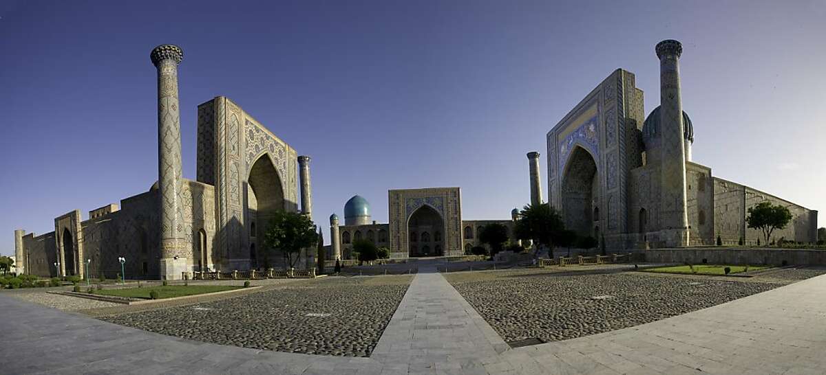 Registan Square, built in the 15th through 17th centuries in Samarkand, Uzbekistan, is part of a new Silk Road Treasures Tour called "Golden Road to Samarkand."