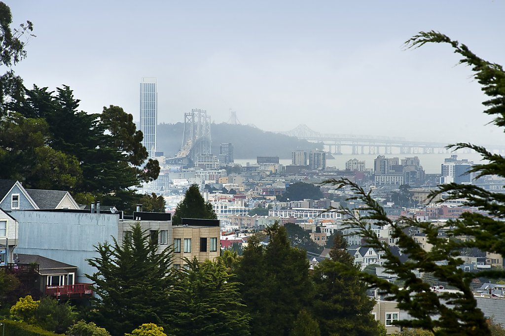 Noe Valley Contemporary features spacious deck providing a panoramic view of the city
