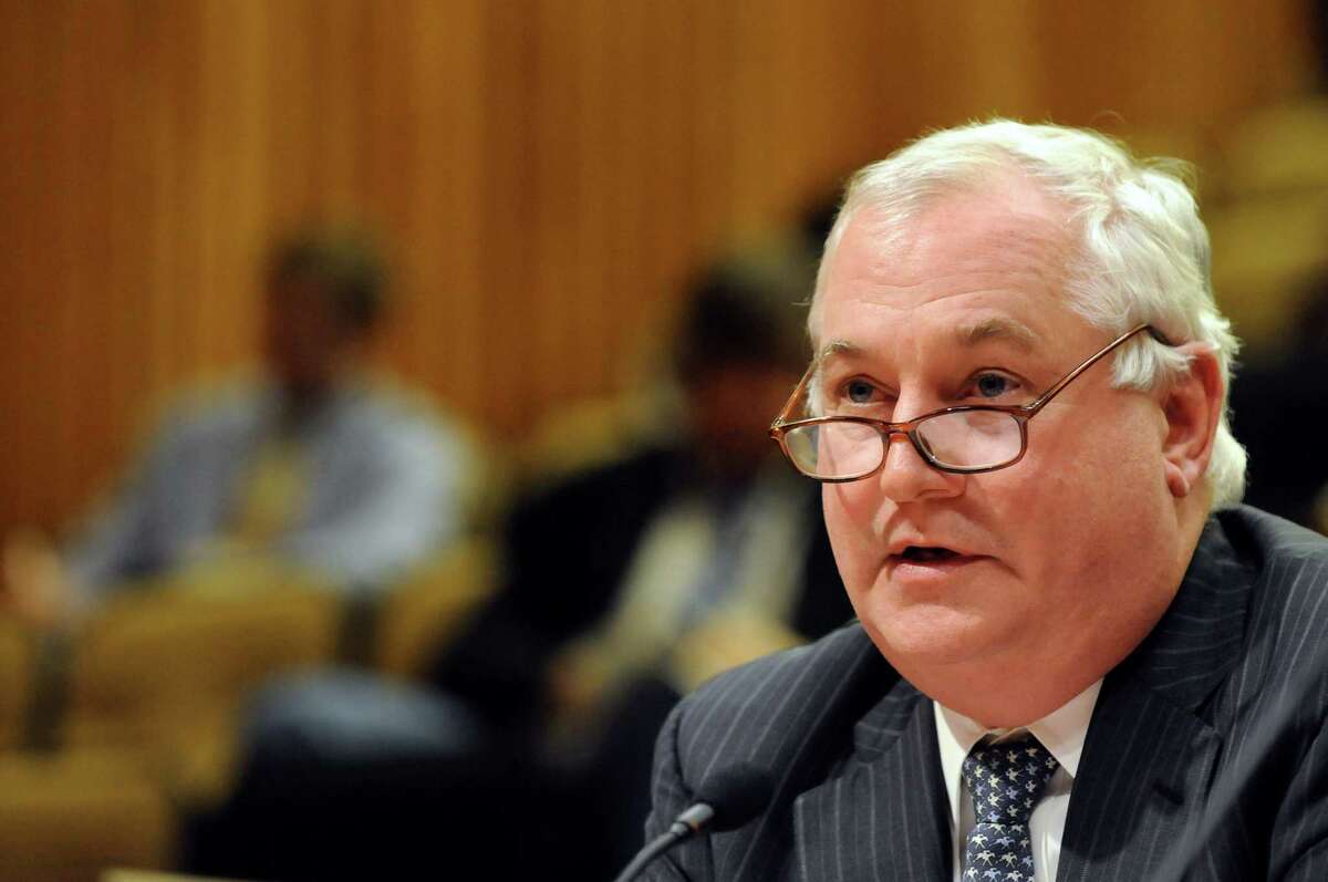Charles Hayward of the New York State Racing Association speaks during a public hearing on the merger of the regional off-track betting corporations on Wed., Dec. 15, 2010, at the Legislative Office Building in Albany, N.Y. (Cindy Schultz / Times Union)