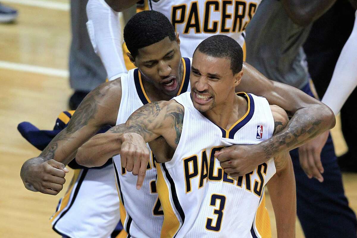 Former George Hill (3), who helped the Pacers to the second round of the playoffs, was rewarded with a new contract by Indiana.